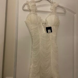 Fashion Nova White Ruched Mini Dress